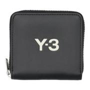 Y-3 Svart Läder Logotyp Dragkedja Plånbok Black, Unisex