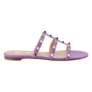 Valentino Garavani Lila läder Rockstud sandaler Purple, Dam