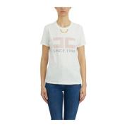 Elisabetta Franchi Bomull Logo T-shirt White, Dam