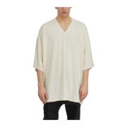 Rick Owens Naturlig V-ringad T-tröja White, Herr