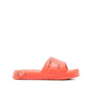 Kenzo Orange Rund Tå Platta Sandaler Orange, Herr