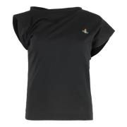 Vivienne Westwood Bomull T-shirt med Asymmetrisk Bottenkant Black, Dam