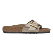 Birkenstock Sandal med Satinfinish och Metallspänne Gray, Dam