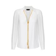 Elisabetta Franchi Georgette blus med charm halsband White, Dam