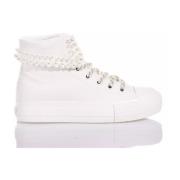 Mimanera Pärldekorerade Vita Plattform Sneakers White, Dam