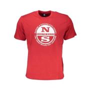 North Sails Röd Bomull Tryck Logo T-shirt Red, Herr