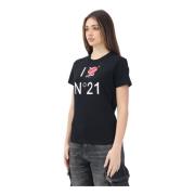 N21 Svart Grafisk Kärlek T-shirt Black, Dam