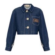 Gucci Denimjacka med Logopatch Blue, Dam