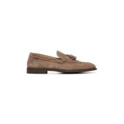 Brunello Cucinelli Beige Mocka Platta Skor med Frans Brown, Herr