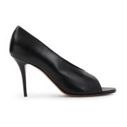 Amina Muaddi Svart Peep Toe Nappa Sandaler Black, Dam