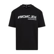 Moncler Svart kortärmad T-shirt Black, Herr