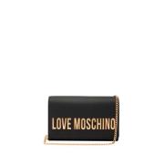 Moschino Elegant Svart Axelväska med Gyllene Detaljer Black, Dam