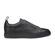 Doucal's Herr sneaker av tumbled läder | svart Black, Herr