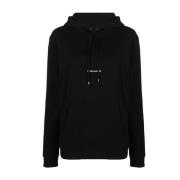 Saint Laurent Logo Hoodie Sweatshirt med dragsko huva Black, Dam