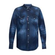 Dsquared2 Denim skjorta med långa ärmar Blue, Herr