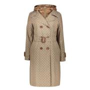 Herno Logo Jacquard Vadderad Trench Coat Beige, Dam