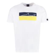 Paul & Shark Bomull T-shirt med Front Print White, Herr