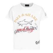 Paul & Shark Logo Print Bomull T-shirt White, Herr