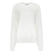 Salvatore Ferragamo Räfflad Crew-neck Tröja med Öppen-arbete Detaljer ...