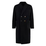 Thom Browne Shearling Lapel Overcoat Leather Lining Black, Herr