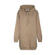 Msgm Bomullshoodie med ribbade muddar Beige, Dam