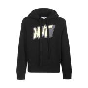 Off White Stickad hoodie med brodyr Black, Herr