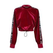 Versace Jeans Couture Logo Randig Cropped Sweatshirt Red, Dam