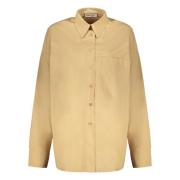 LOW Classic Bomullsskjorta med framficka Beige, Dam