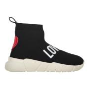 Love Moschino Stickade sock-sneakers med kontrasterande insatser Black...