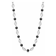 Nialaya Men's Silver Mariner Chain with Matte Onyx Gray, Herr