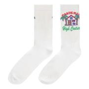 Pas De Mer Bomullsblandning Logosockor White, Herr