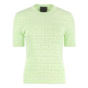 Givenchy Stickad T-shirt med 4G motiv Green, Dam