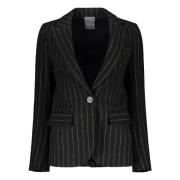 Lorena Antoniazzi Silkeblandning Revers Krage Blazer Black, Dam