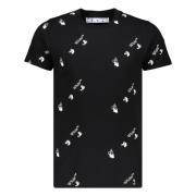 Off White Logo Print Bomull T-shirt Black, Herr