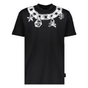 Philipp Plein Bomull T-shirt med Ribbad Halsringning Black, Herr