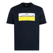 Paul & Shark Logo Patch Bomull T-shirt Blue, Herr