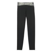 Off White Logo Intarsia Elastiska Midja Leggings Black, Dam