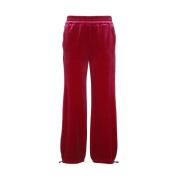 Versace Jeans Couture Sammetbyxor med elastisk midja Red, Dam