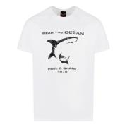 Paul & Shark Bomull T-shirt med Front Print White, Herr