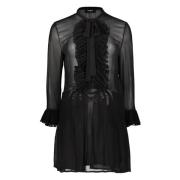 Dsquared2 Ruffled Viskosklänning med Bågdetalj Black, Dam