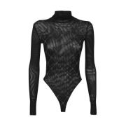 John Richmond Monogram Broderad Bodysuit Black, Dam