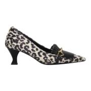 Love Moschino Leopardmönstrade faux fur pumps Black, Dam