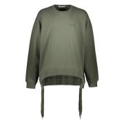 Ambush Broderad bomulls sweatshirt med asymmetrisk fåll Green, Herr