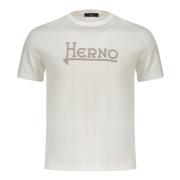 Herno Broderad Logga Bomull T-shirt White, Herr