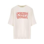 Fendi T-Shirt med Logotryck White, Dam