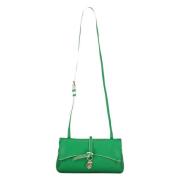 Love Moschino Flap Crossbody Väska med Applique Green, Dam