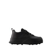 Jil Sander Svarta Läder Sneakers - Rund Tå Black, Herr