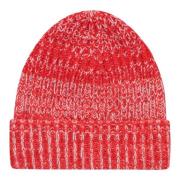 Malo Kashmir Ribbstickad Beanie Mössa Red, Herr