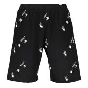 Off White Logo Print Bomull Bermuda Shorts Black, Herr