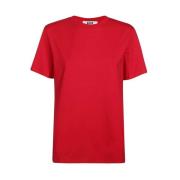 Msgm Bomullst-shirt med Baktryck Red, Dam